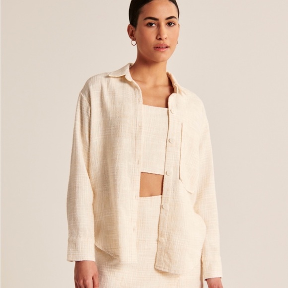 Abercrombie & Fitch Oversized Tweed Shirt XL - Picture 4 of 5